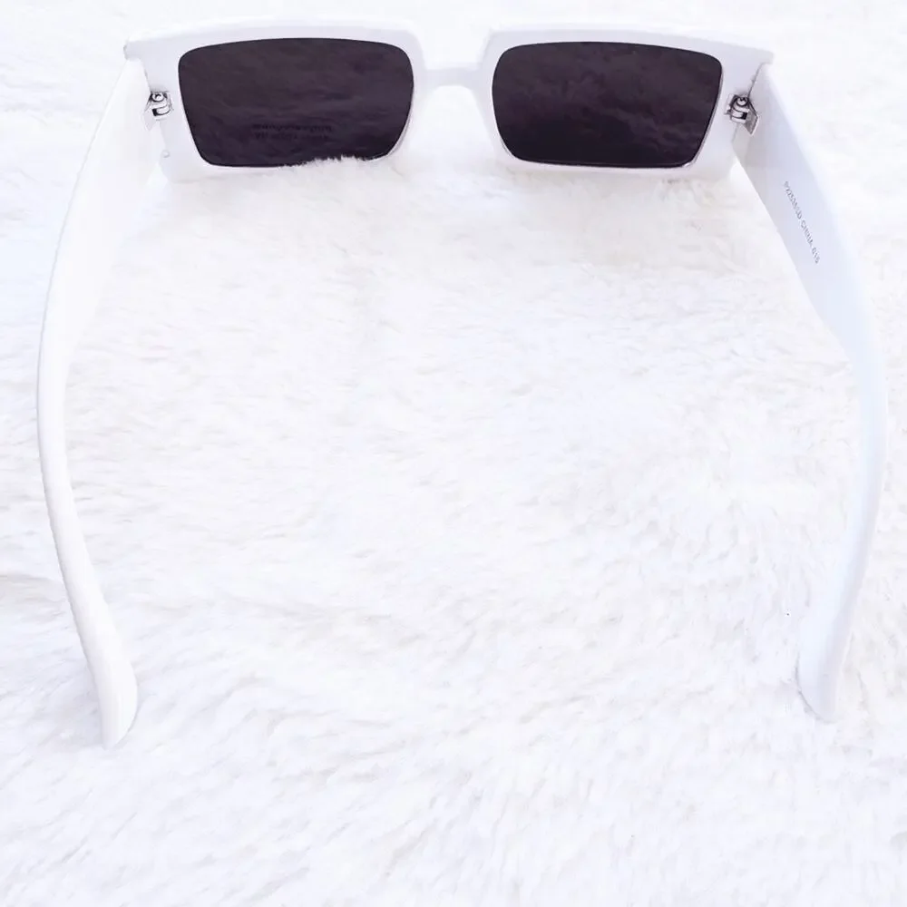 Aaron White Rectangular Sunglasses